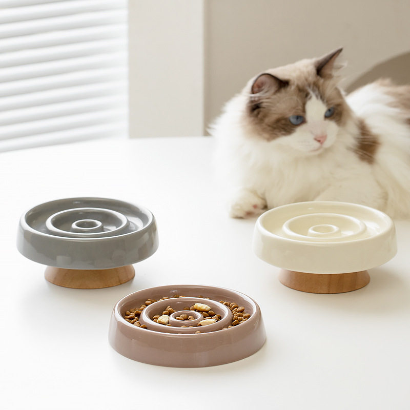 陶瓷宠物盘护颈椎猫咪餐盘慢食碗