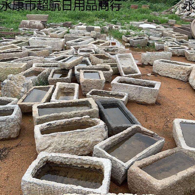 老旧石槽养鱼鱼缸石头花盆睡莲流水组合民间猪槽牛槽马槽庭院装饰