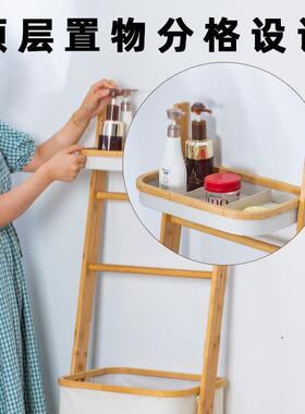 落地纳纳架多功能置物脏衣收篓家居多层收楠竹质材WKW收纳筐