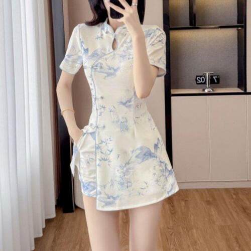 spa足疗师足浴技师工作服套装夏季美容师2023新款改良旗袍工服