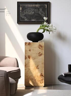 法式中古风风雕塑台木底座树瘤复古南洋家居落地摆件全实木边几