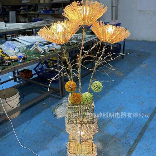 酒客店厅日床头落地灯创意手工遥控可调角落地灯度式藤艺绳子氛围