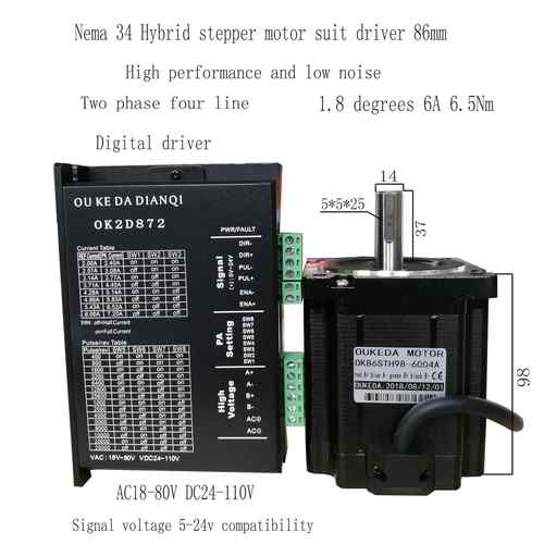 Nema34Hybridsteppermotorsuitdriver86mm6.5Nm6A