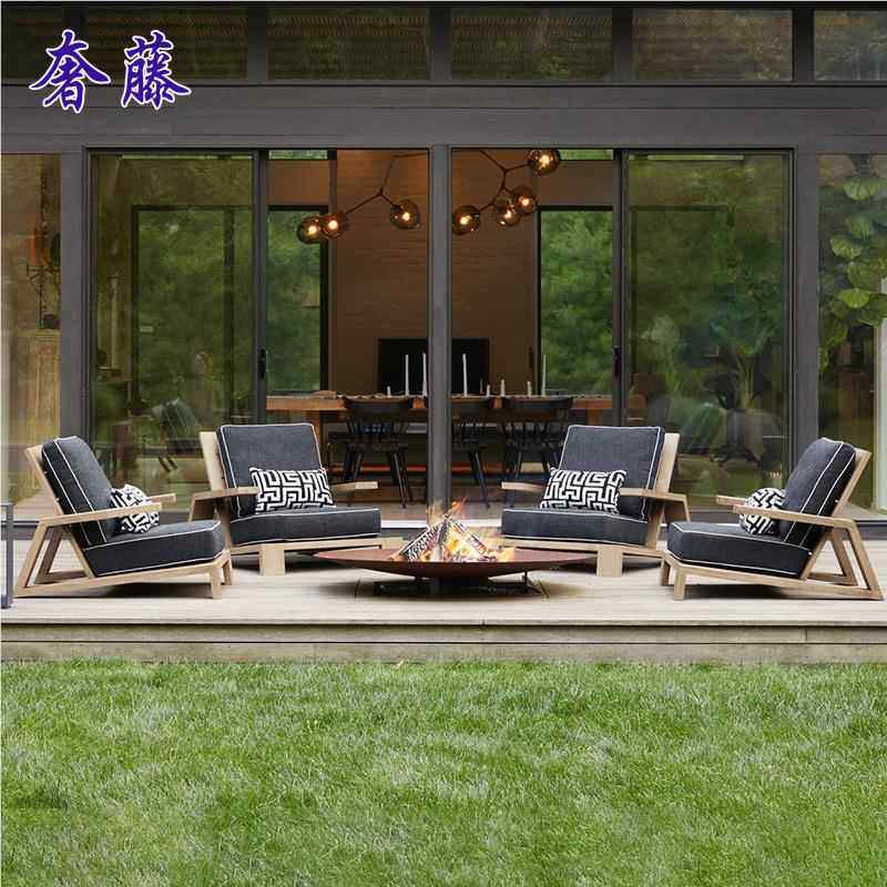 柚木墅户129外沙发庭院别店简约休闲沙发室外露酒天露实木沙台发,住宅家具,实木沙发,淘宝优惠券,粉丝福利购,淘宝优惠卷
