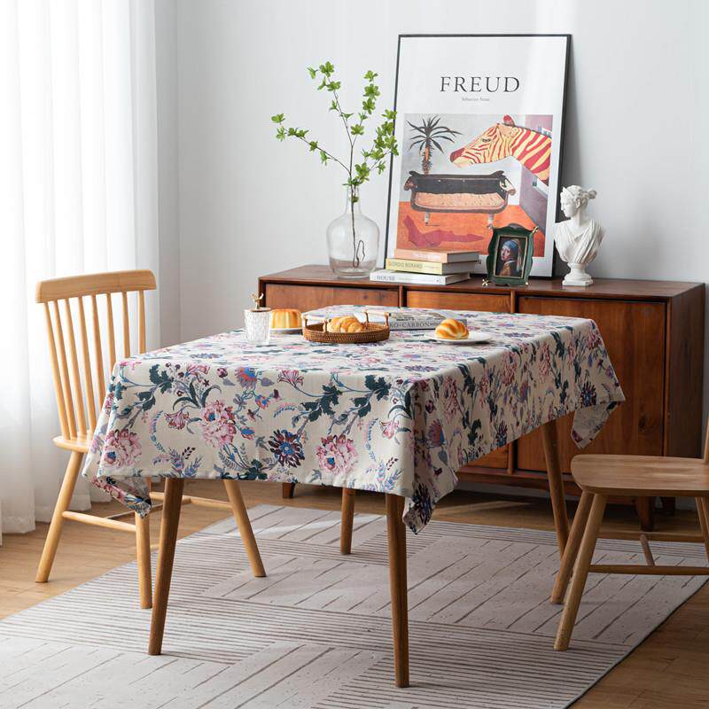 美式复古涤纶数码印花彩色花鸟桌布长方形茶几台布餐桌布盖巾