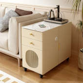 轻奢岩板沙发边柜可移动小茶台茶几家用客厅小边几茶桌带无线充电