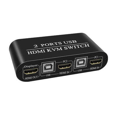 HDMI KVM切换器二进一出 2口USB键盘鼠标打印机共享4K显示器