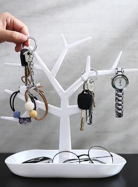 进门钥匙收纳桌面置物架盘放门口玄关摆件挂架鞋柜上入户玄关盒