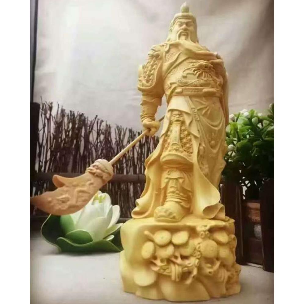 木雕工艺品家居办公室摆件精雕黄杨木雕刻关公义薄云天