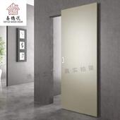 极简幽灵门隐形门内嵌弹按式 实木隐藏门吊轨推拉移门隔断门