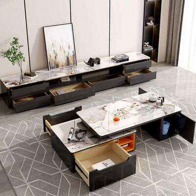 岩板功夫泡茶茶组几家用客厅茶QAN柜台一体奢轻现代多功能茶几电