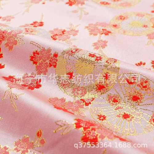 新款直销华志纺织 150cm金皮扇子工艺品中国风唐装童装染色紫色织