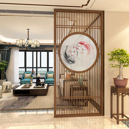 新中式实木花格屏风客厅卧室书房酒店实木屏风隔断办公花格栅屏风