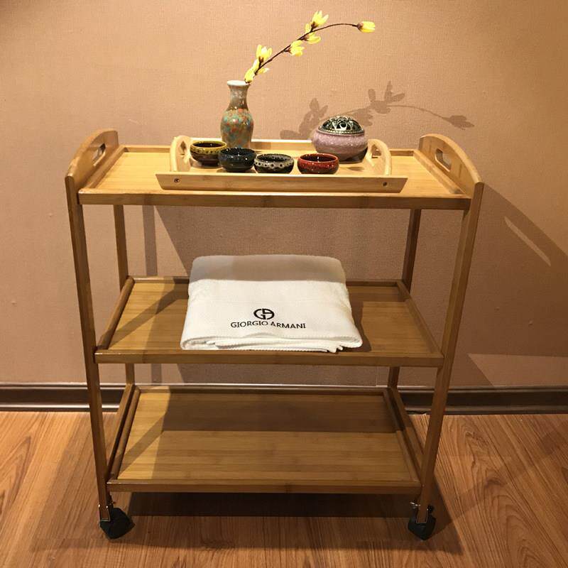 新款美容楠竹木板工具车实木推车美容推车美甲发廊美容院推车包邮