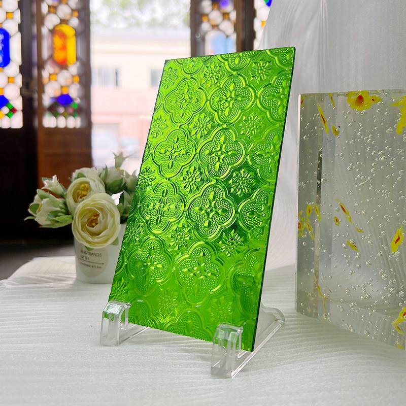 彩色覆古海棠花玻璃隔断屏风定制海棠花纹满洲窗玻璃老式琉璃教堂