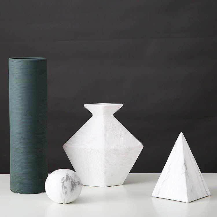 插花现代极摆设烧家居 北客厅花瓶样板房干花器简欧拉陶瓷丝素