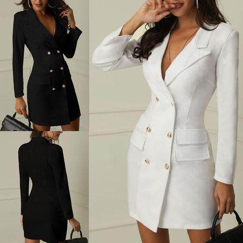 Women's double collar suit jacket dress