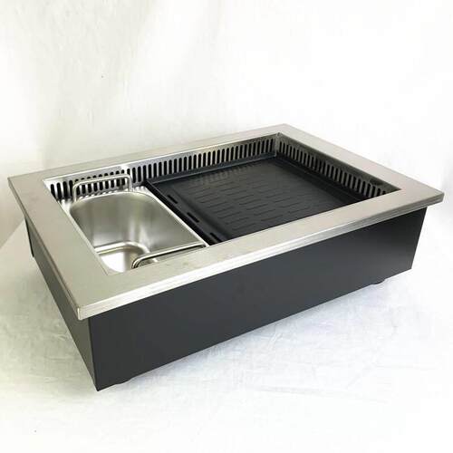 酒店商用烤涮一体炉 火锅烧烤两用电陶炉嵌入式下排烟涮烤炉