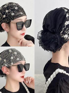 化疗后假发帽夏季女士光头专用帽绣花包头帽薄盘发头巾遮白发帽子