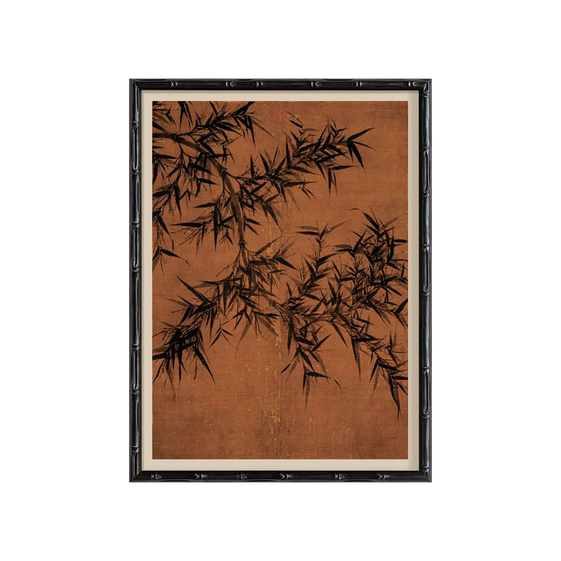 竹子挂画中古风进门玄关装饰画新中式茶室背景墙竹报平安复古壁画