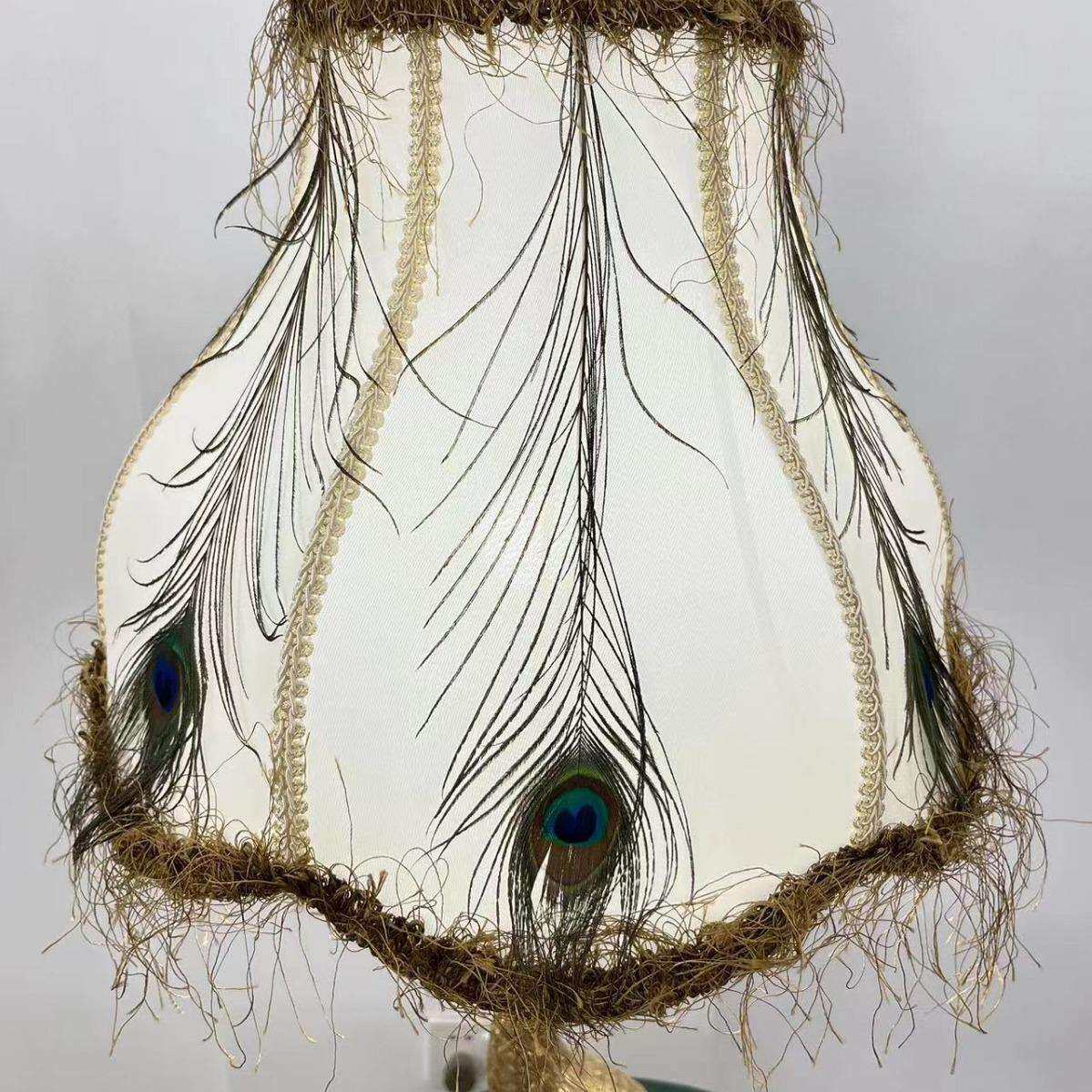 法式孔雀台灯 欧式全铜复古艺术卧室台灯