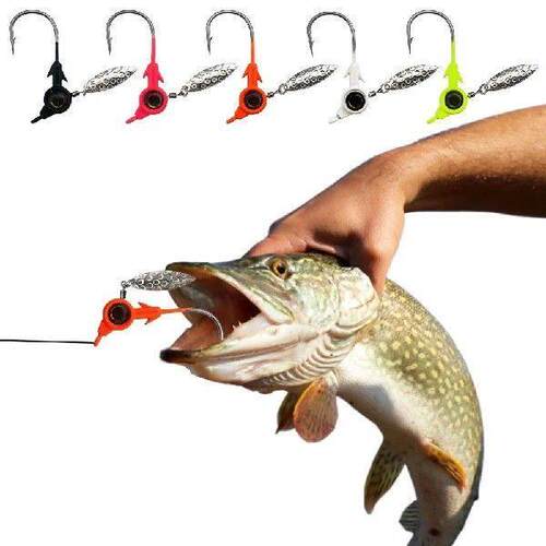 5pcs Fishing Jig Head Hooks with Spinner Underspin Fishing