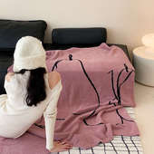 网红ins风沙发盖毯 可爱半边绒小毯子办公室午睡毯毛巾被盖毯