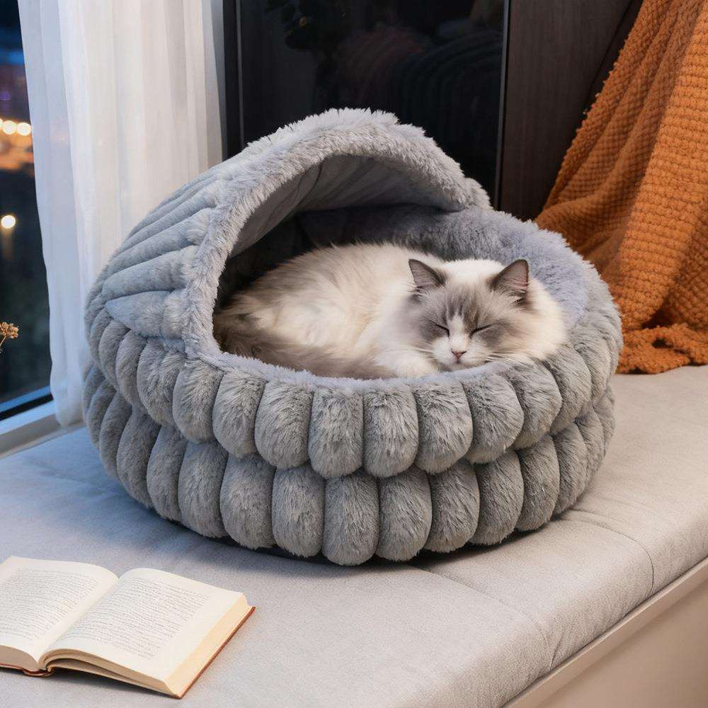 加厚冬季保暖宠物窝猫窝狗窝小型犬窝垫四季通用封闭式大号贝壳窝