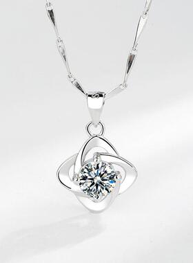 四叶草纯银吊坠时尚韩版足银项链