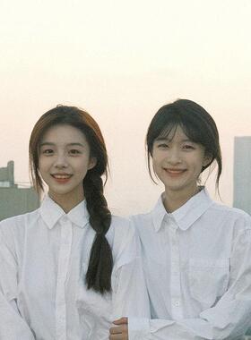 White Shirt 白衬衫女秋冬长袖学院风大码小个子学生宽松JK上衣