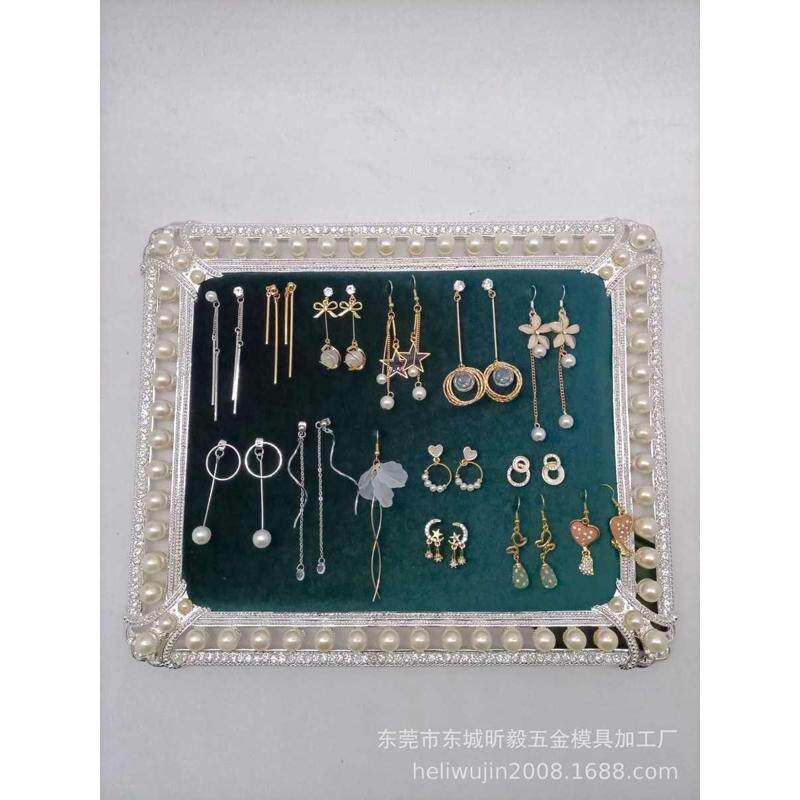 镶嵌珍珠相框首饰架，珠宝展示收纳盒，耳钉架道具