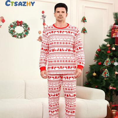 Christmas Family Matching Pajamas Set Couple Striped Pyjamas