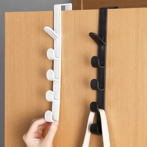 97N Plastic Over-the-Door Hook Rack, No-Drill Wardrobe Hooks