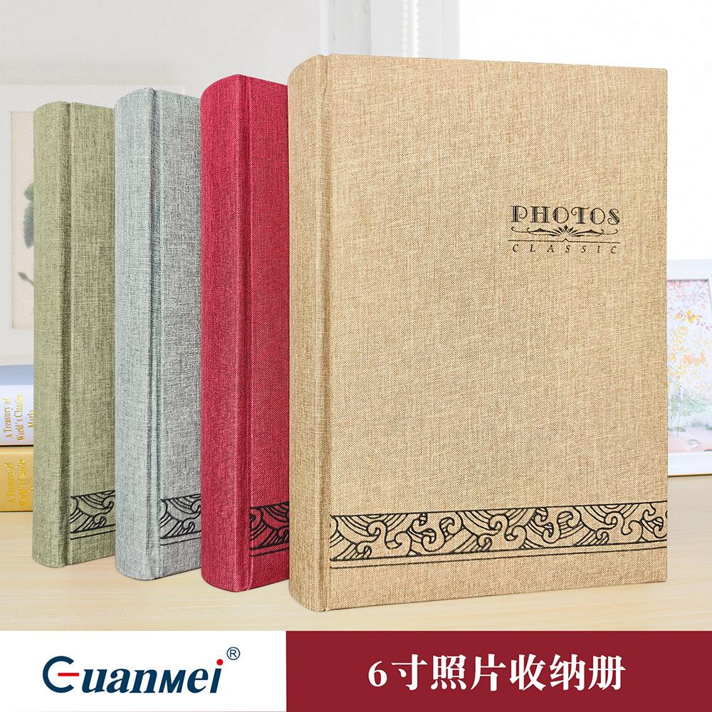麻布封面相片册中式明信片收纳册可写影集6寸插袋相册手帐
