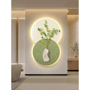 入口入口装饰画小清新高端绿色植物Led大气灯画奶油风格走廊过道