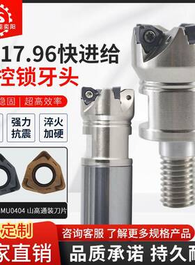 R217.96快进给锁牙刀头重切削抗震双面六角刀片WNMU0404铣刀杆