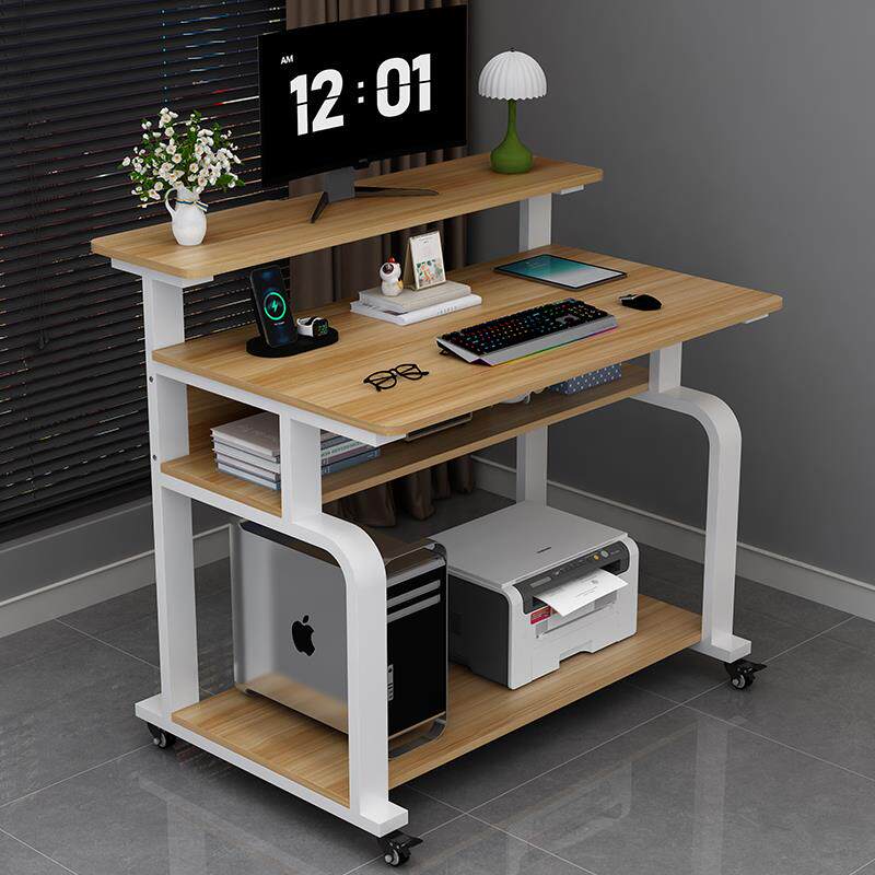 实木台式电脑桌UGL可放印机简生易小型学学习桌打家用书卧室移动