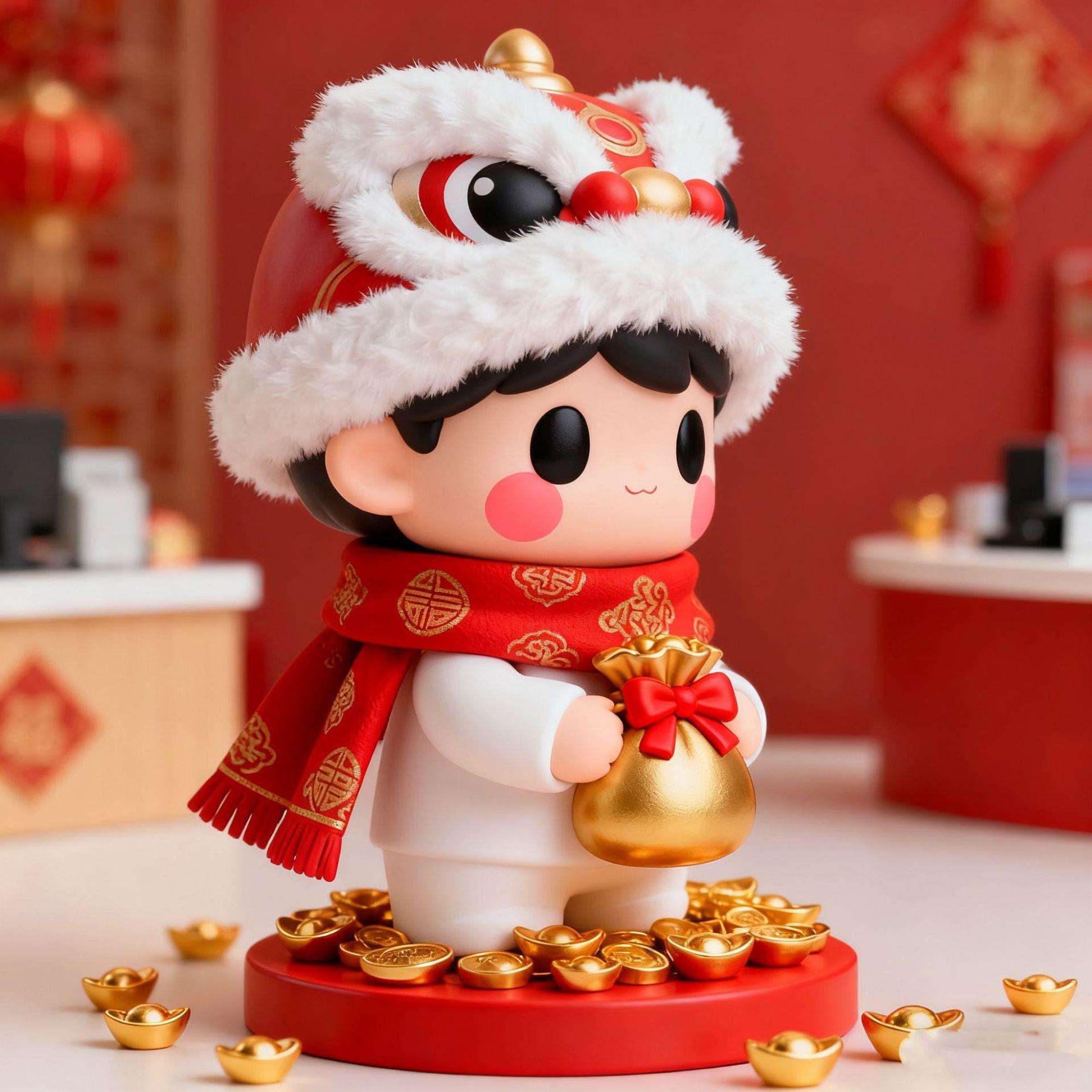 玻璃钢雕新年福娃公仔摆件商场吉祥物装饰户外园林景观大型摆件