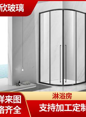 固定隔断淋浴房钢化玻璃防爆膜不锈钢简约淋浴房极窄玻璃平开门