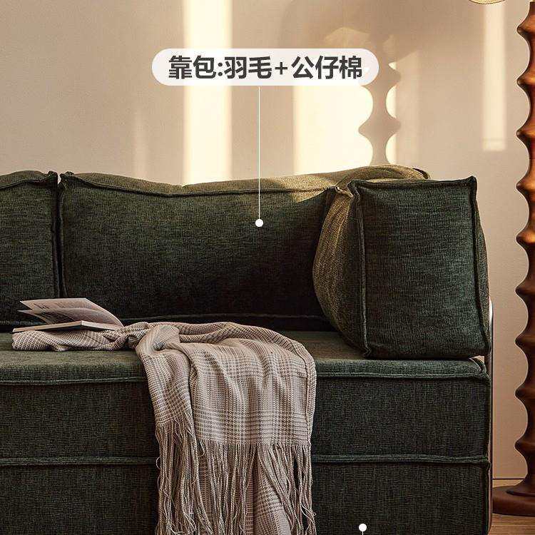 中古风布艺沙发家具小户型客厅双三人直排沙发床复古可拆洗布丁