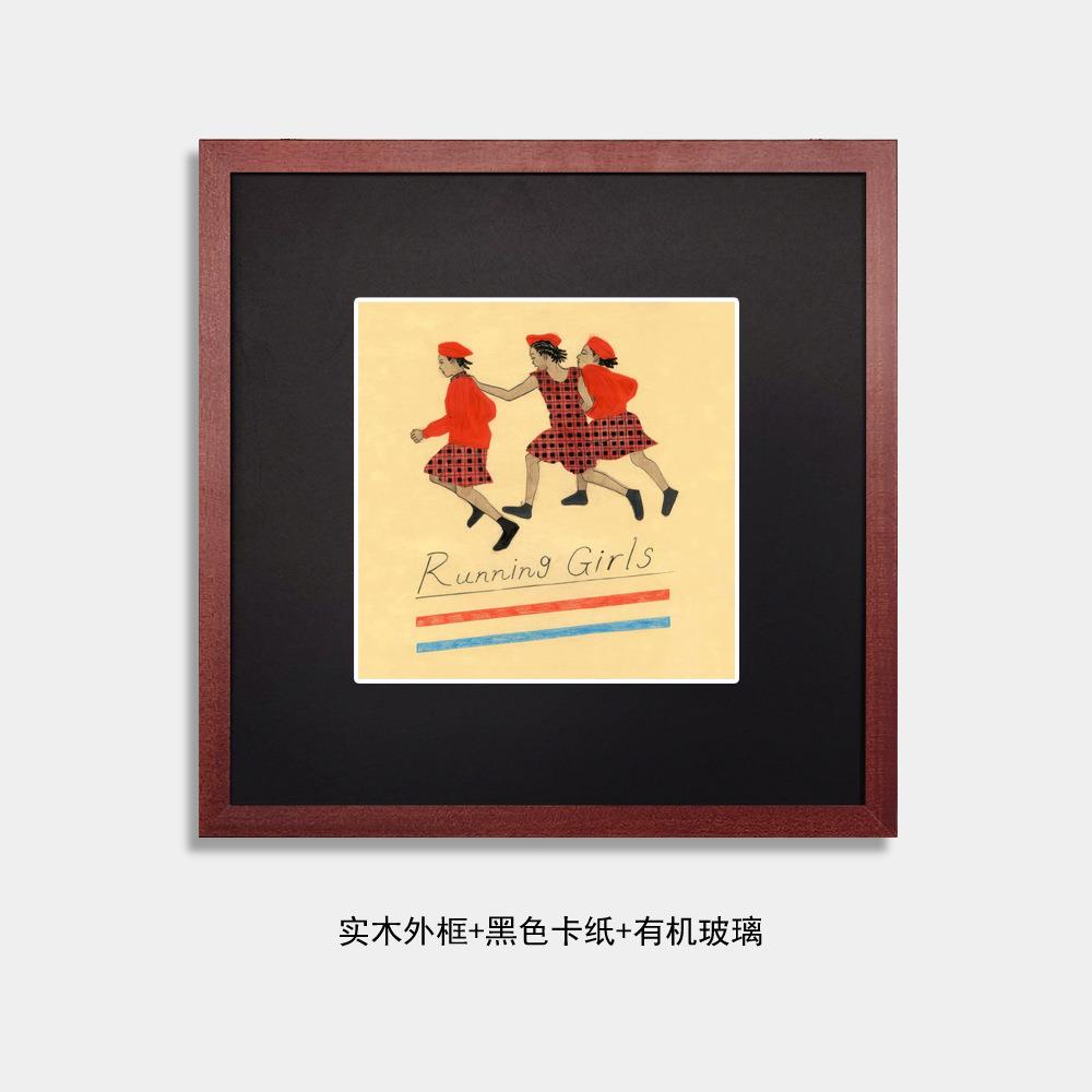 现在客厅复古黑胶runninggirls小众民宿中古文艺装饰画挂画壁画