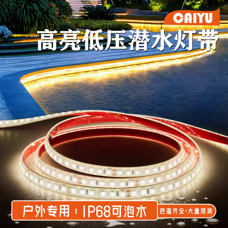 led灯带户外防水自粘实心硅胶灯带24V鱼缸营地泳水池喷泉氛围灯带