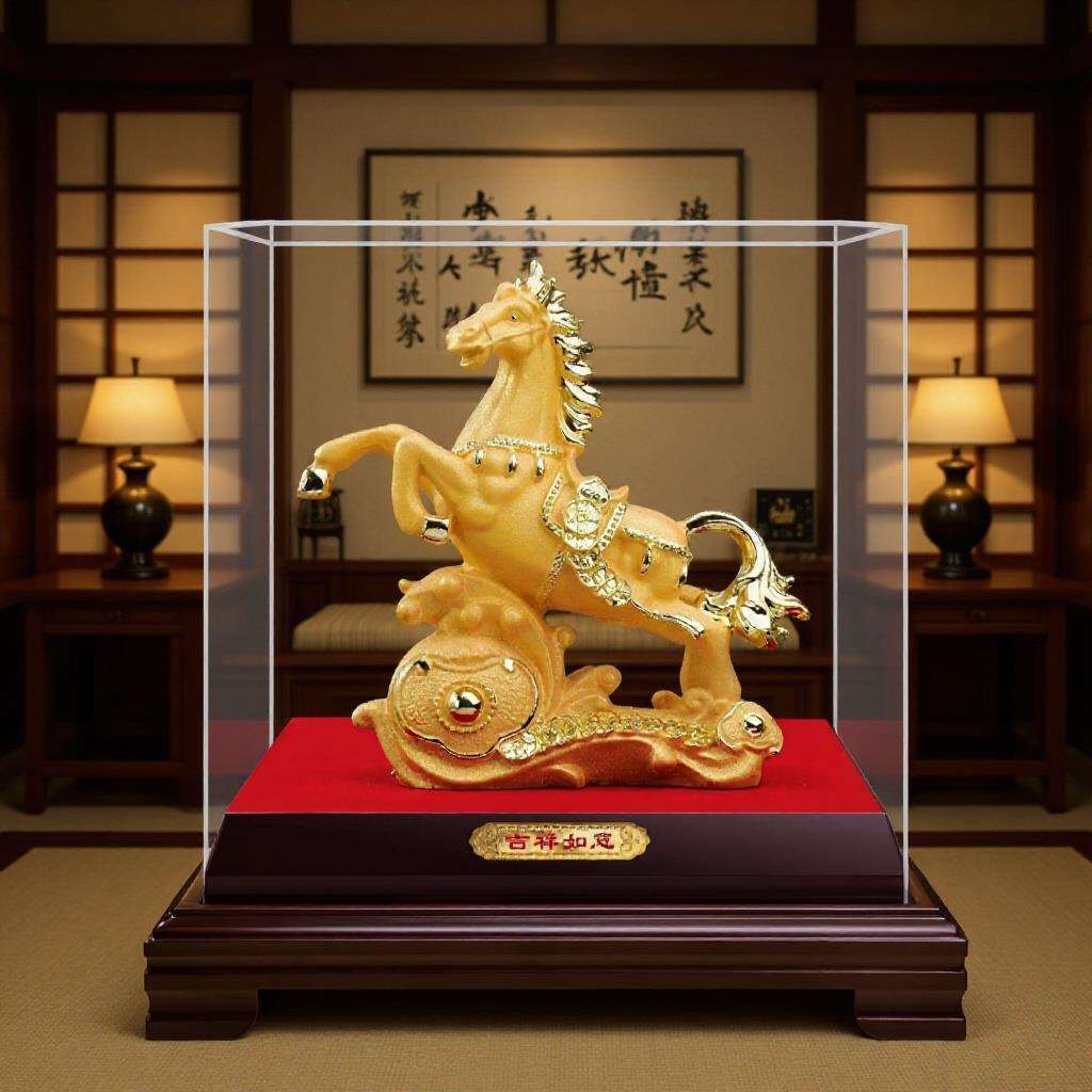 绒沙金摆件前程万里马到成功金条金箔创意保险镀金金融公司4S