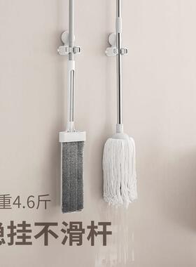 懒角落拖把壁夹上吸盘挂免打孔挂化妆钩室墙72093收纳扫把挂架拖