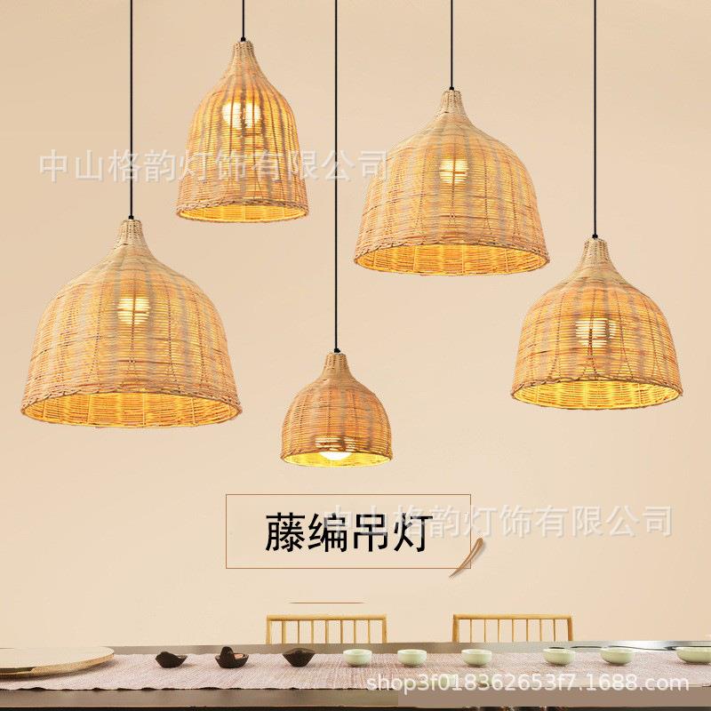 藤艺田园创意灯餐厅吧台客厅书房咖啡厅茶楼工程酒店名宿竹编吊灯