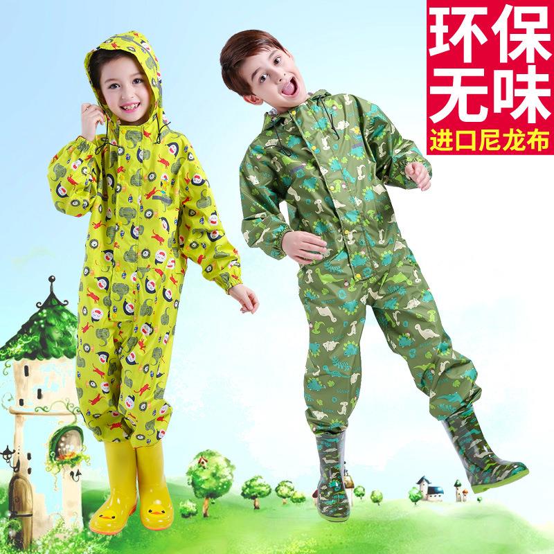 儿童连体雨衣雨裤卡通加厚反光条防脏衣连体长款工厂直营