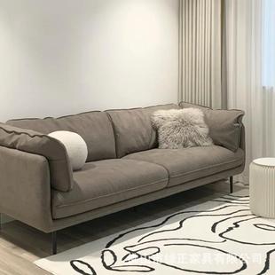 北欧表情意式 简约HUG科技布布艺沙发三人四人转角羽绒褐灰色KS05