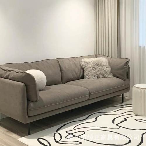 北欧表情意式简约HUG科技布布艺沙发三人四人转角羽绒褐灰色KS05