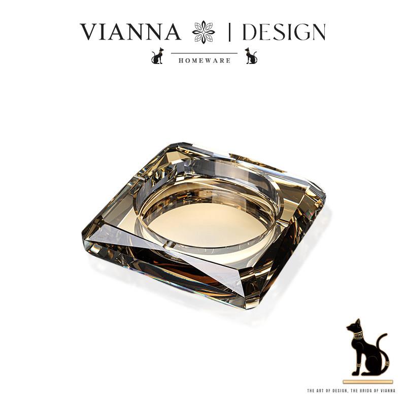 VIANNA丨甲骨·HQ高档水晶玻璃烟灰缸办公室家用客厅个性潮流烟缸