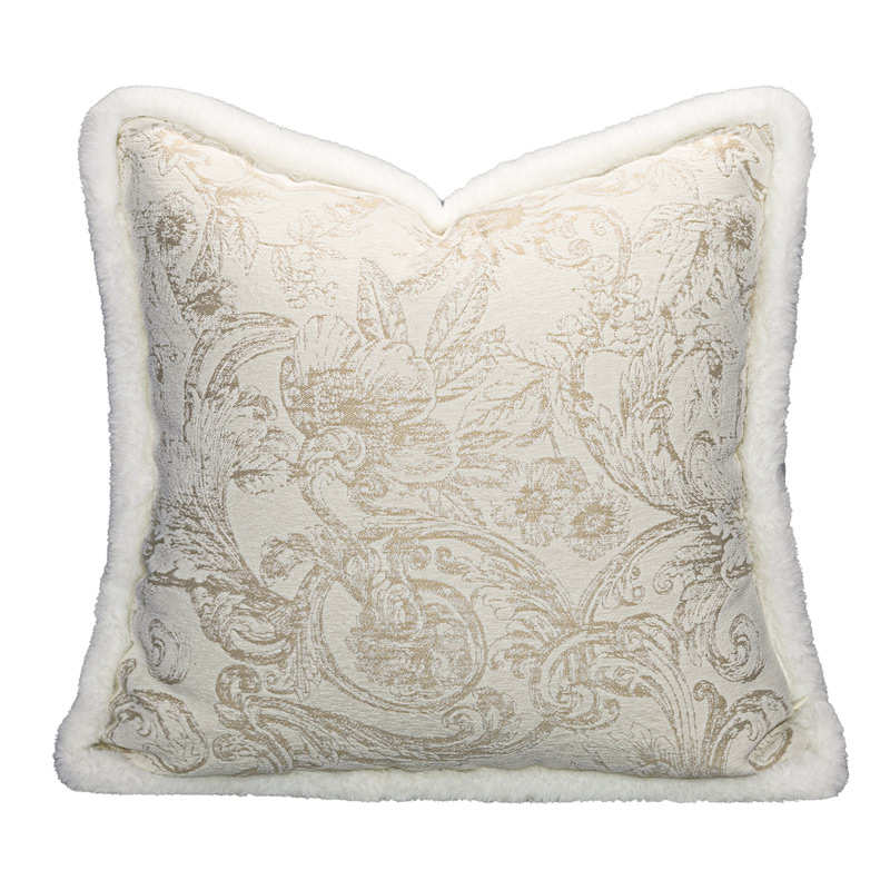 法式复古提花抱枕沙发客厅腰枕奶茶色靠垫床上靠枕香草绿靠垫飘窗